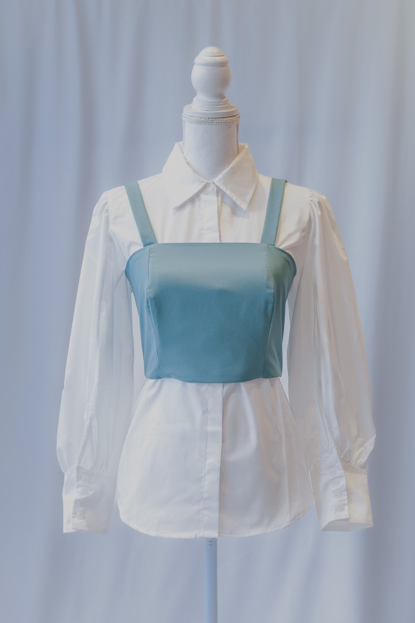 Corsetto steccato con camicia basic - Salvia