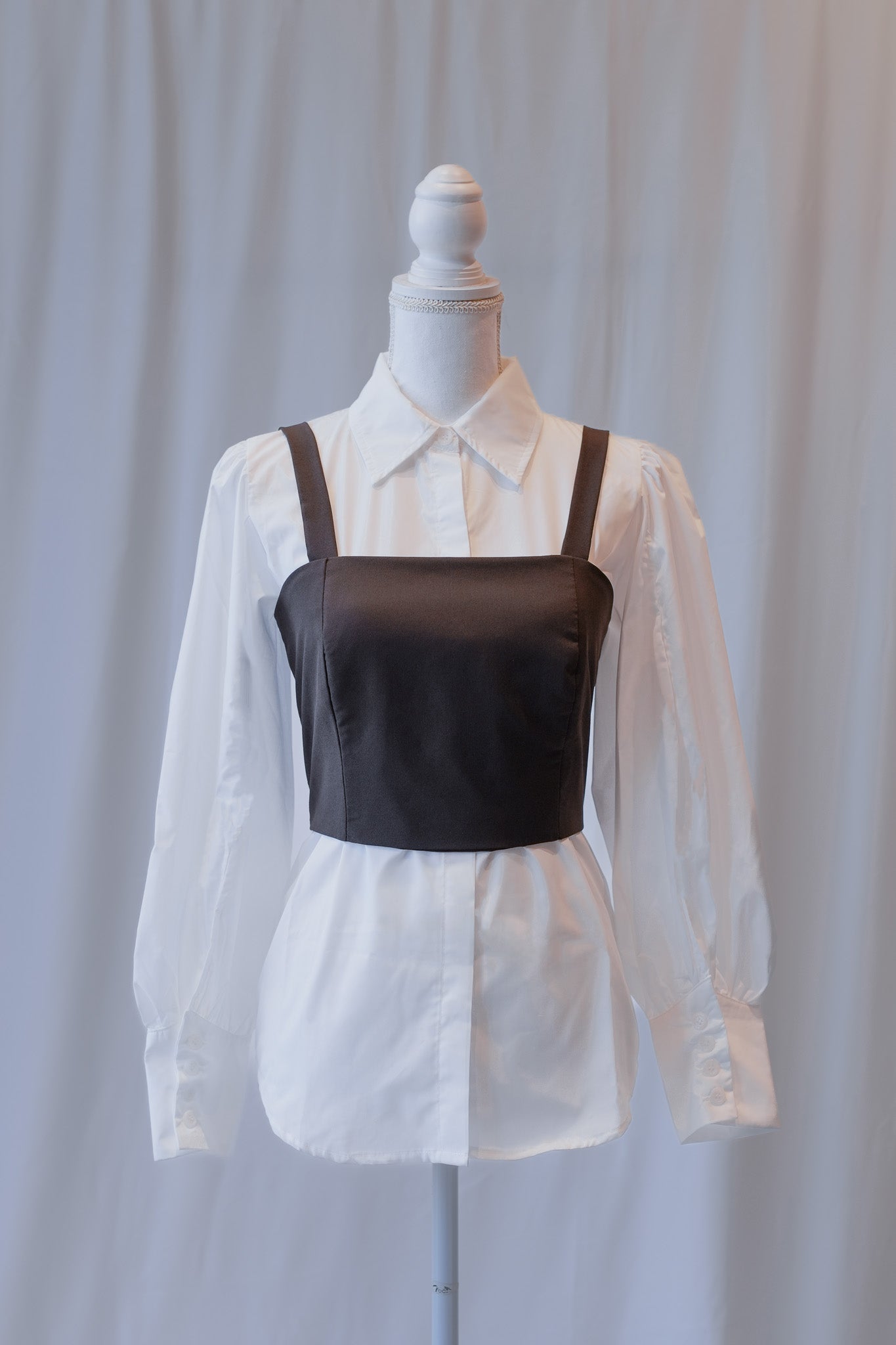 Corsetto steccato con camicia basic - Cioccolato