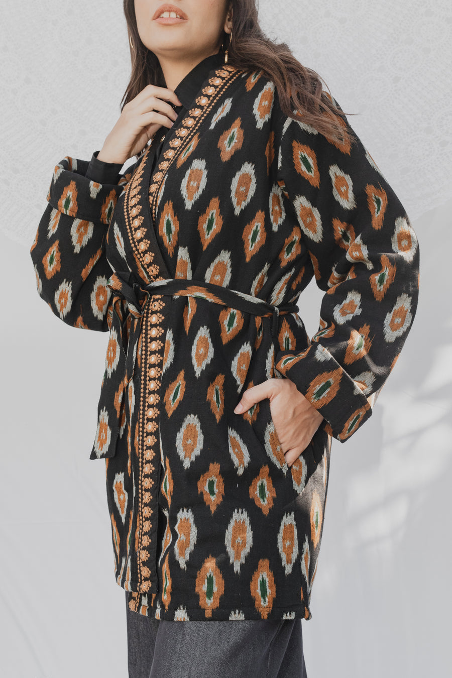 Kimono imbottito - Rombi Senape