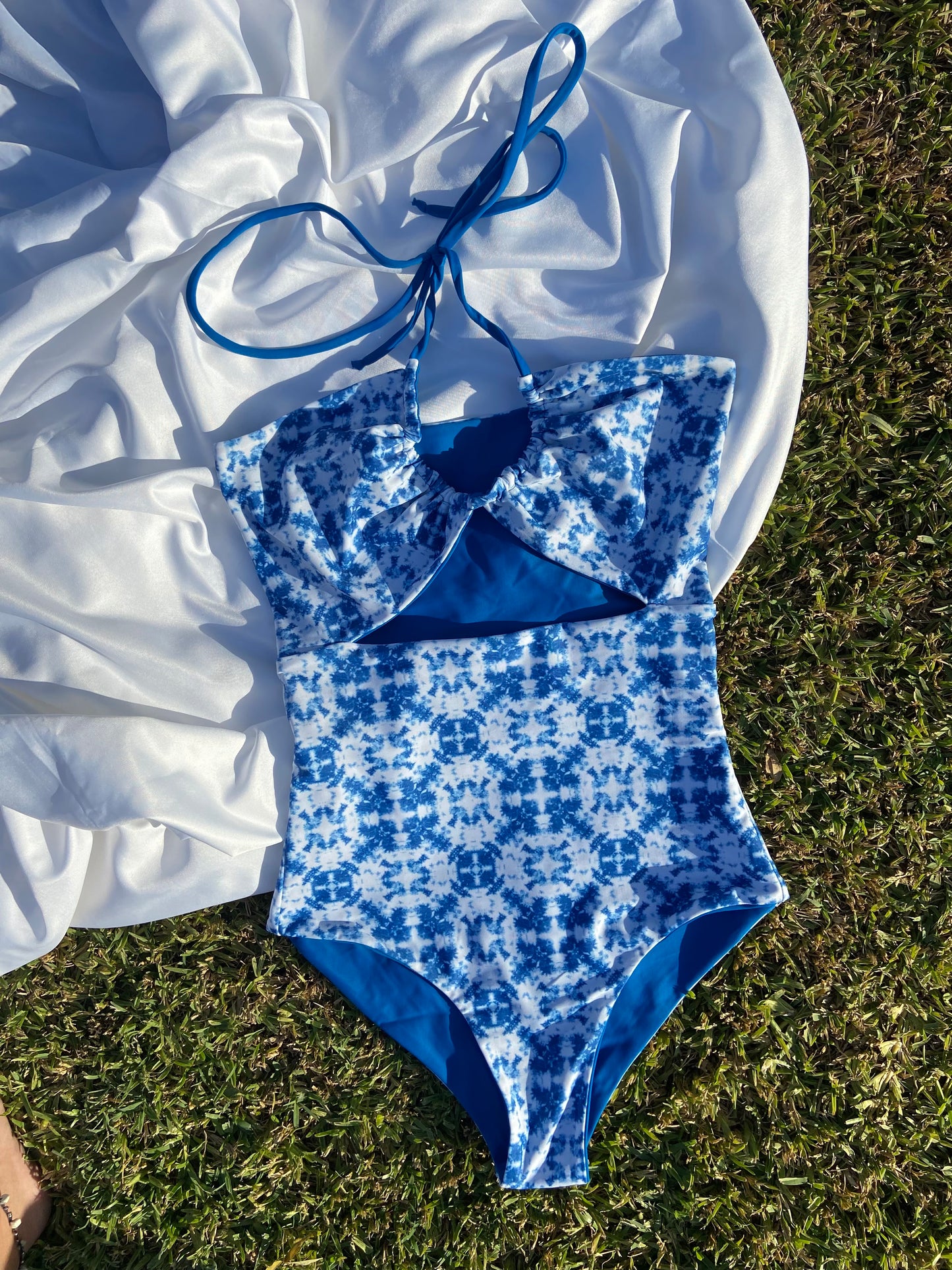 Reversible One Piece Swimsuit - Shibori Blue/Blue