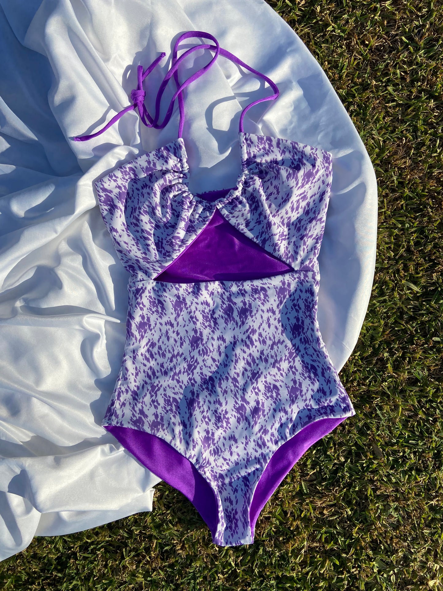 Reversible One Piece Swimsuit - Spotted Purple/Purple