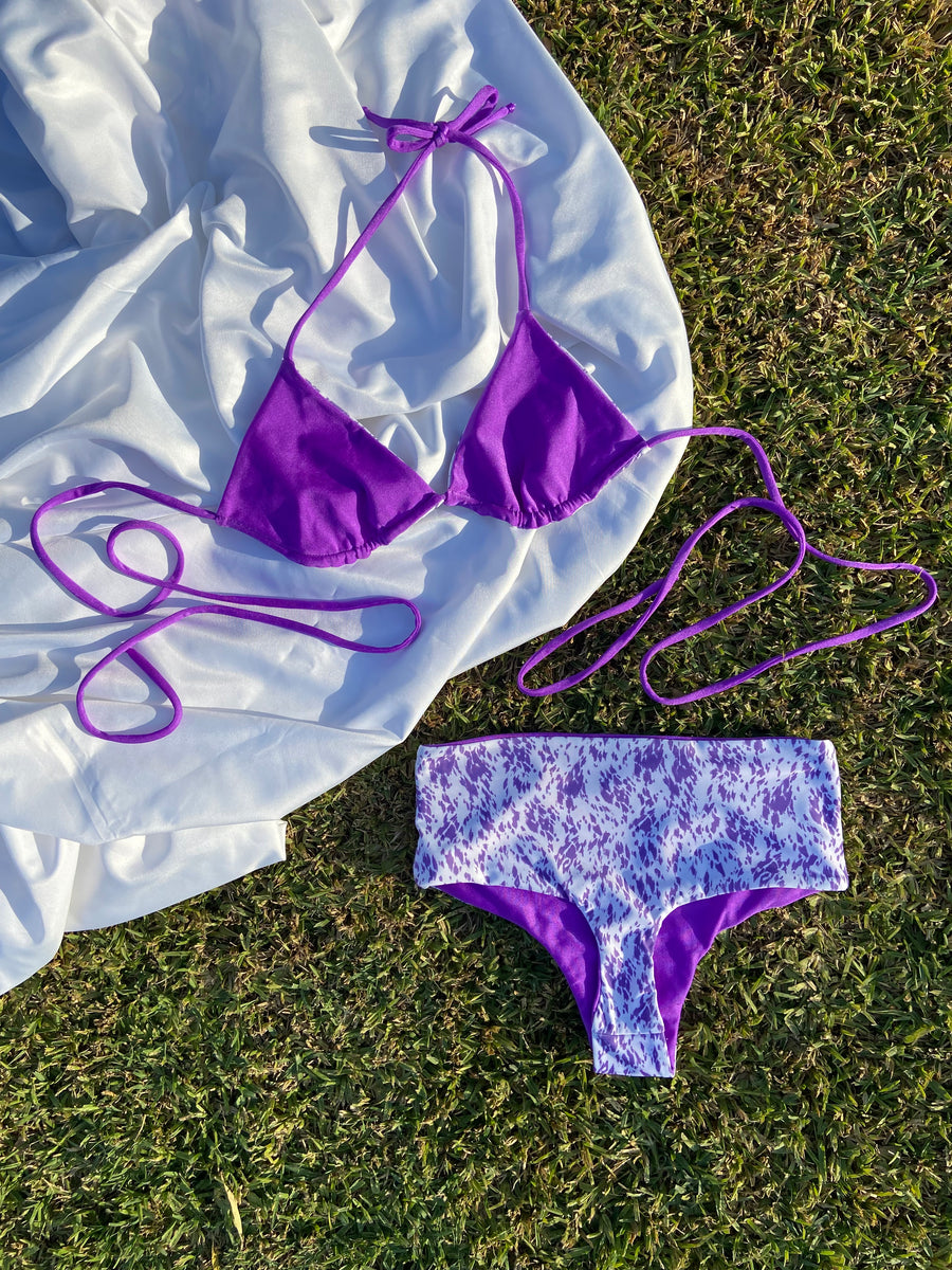 Costume Bikini Reversibile - Maculato Viola/Viola