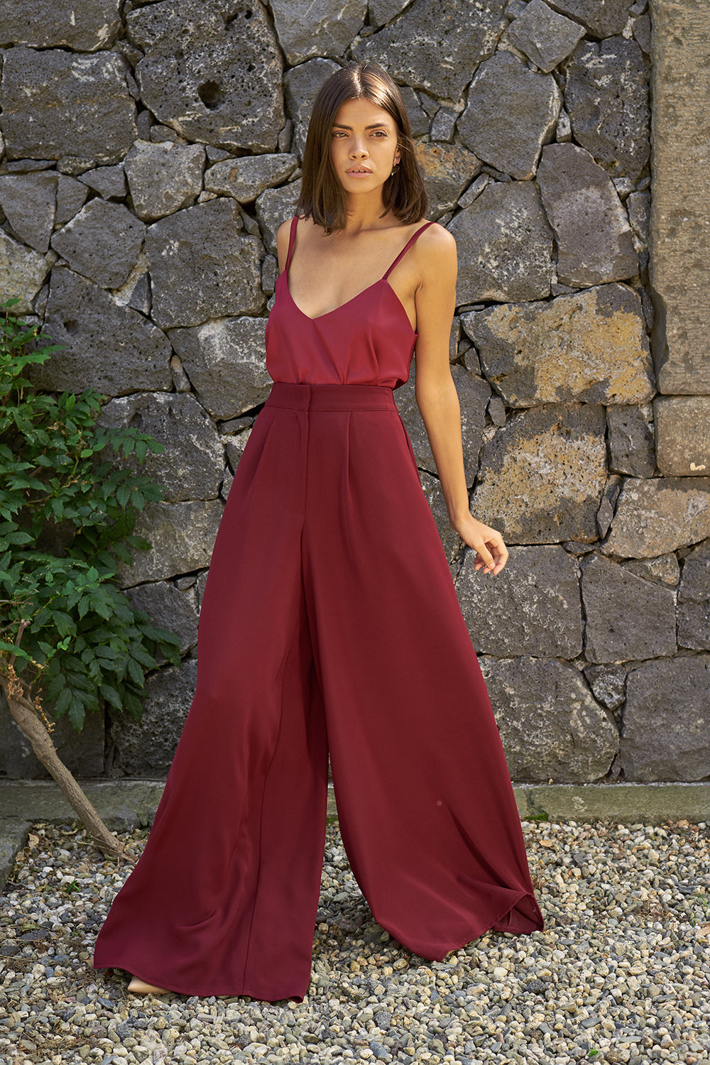 Pantalone Ampio e Lungo in cady – BORDEAUX