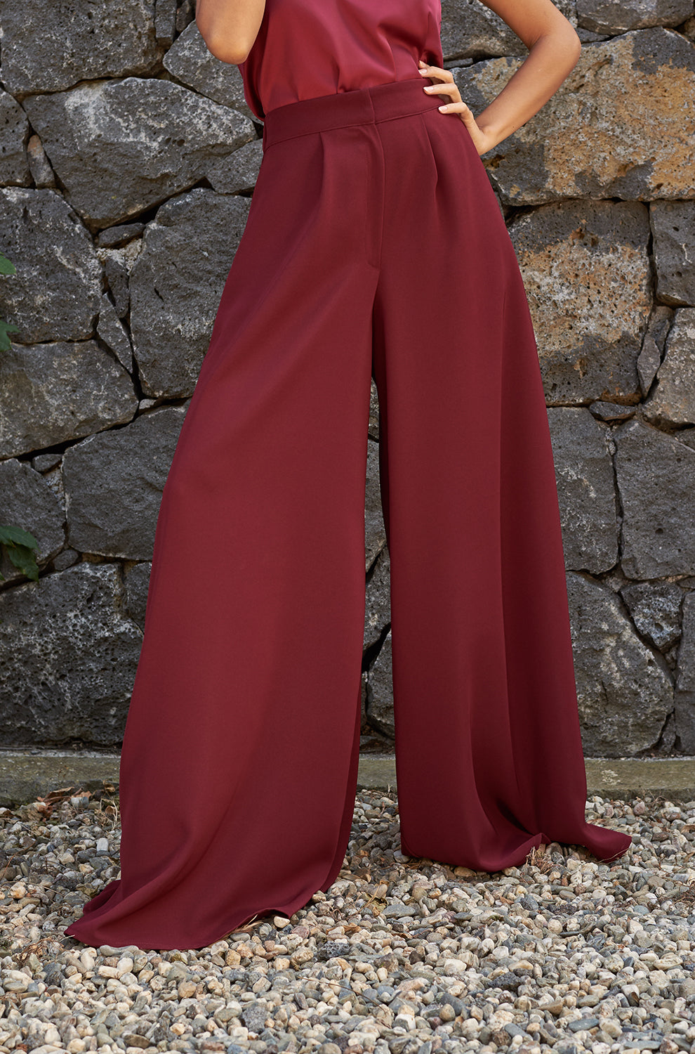 Pantalone Ampio e Lungo in cady – BORDEAUX