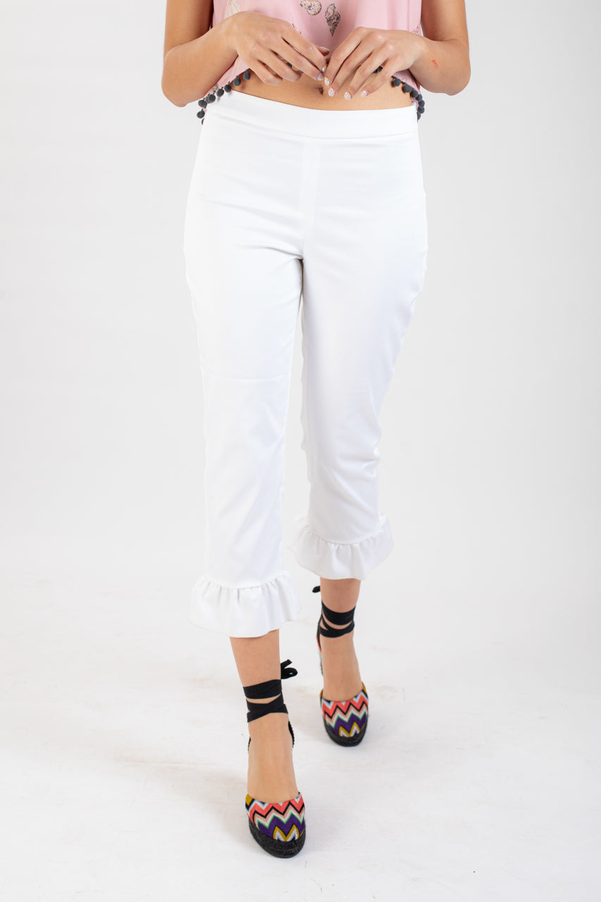 Jeans con volant - BIANCO