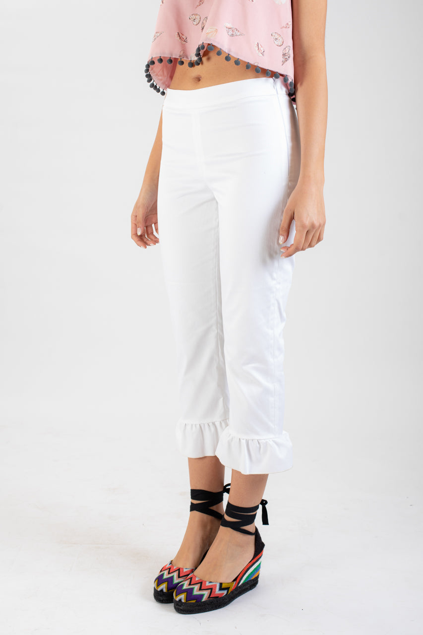 Jeans con volant - BIANCO