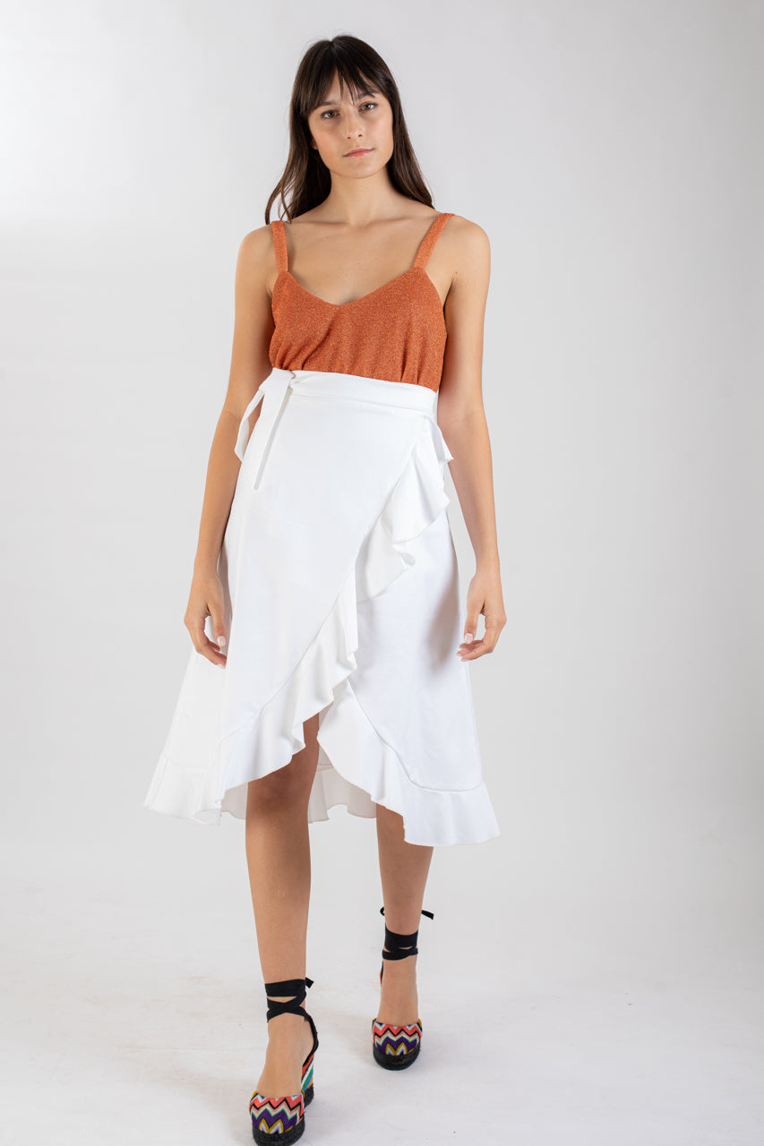 Wrap Midi Skirt - WHITE JEANS