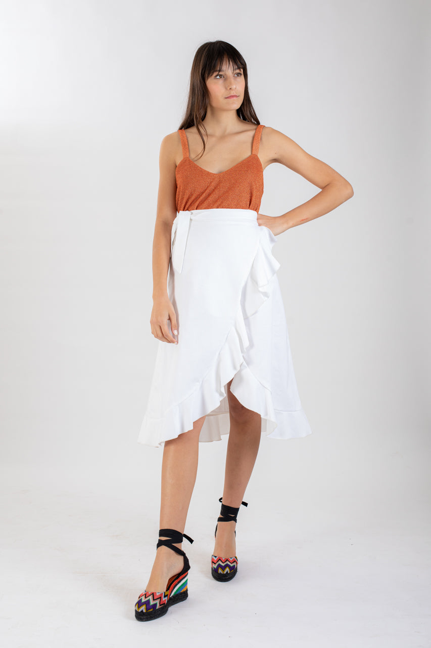 Wrap Midi Skirt - WHITE JEANS