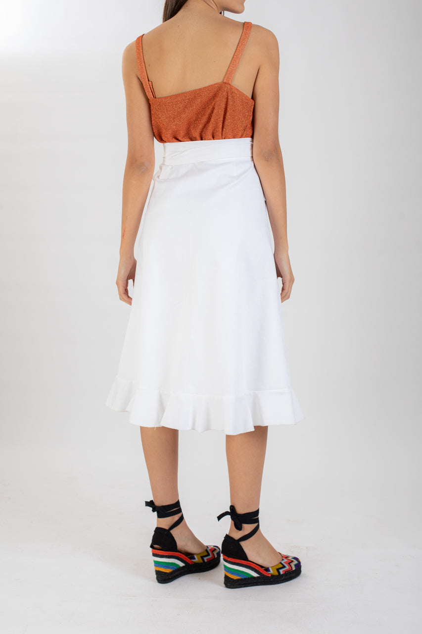 Wrap Midi Skirt - WHITE JEANS