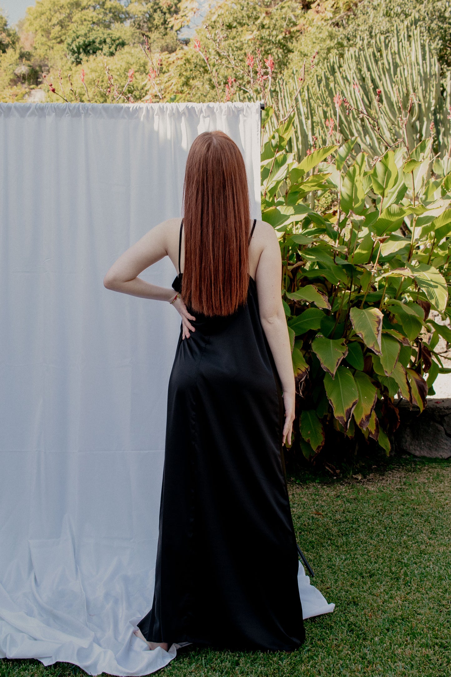 Simple Satin Dress - BLACK