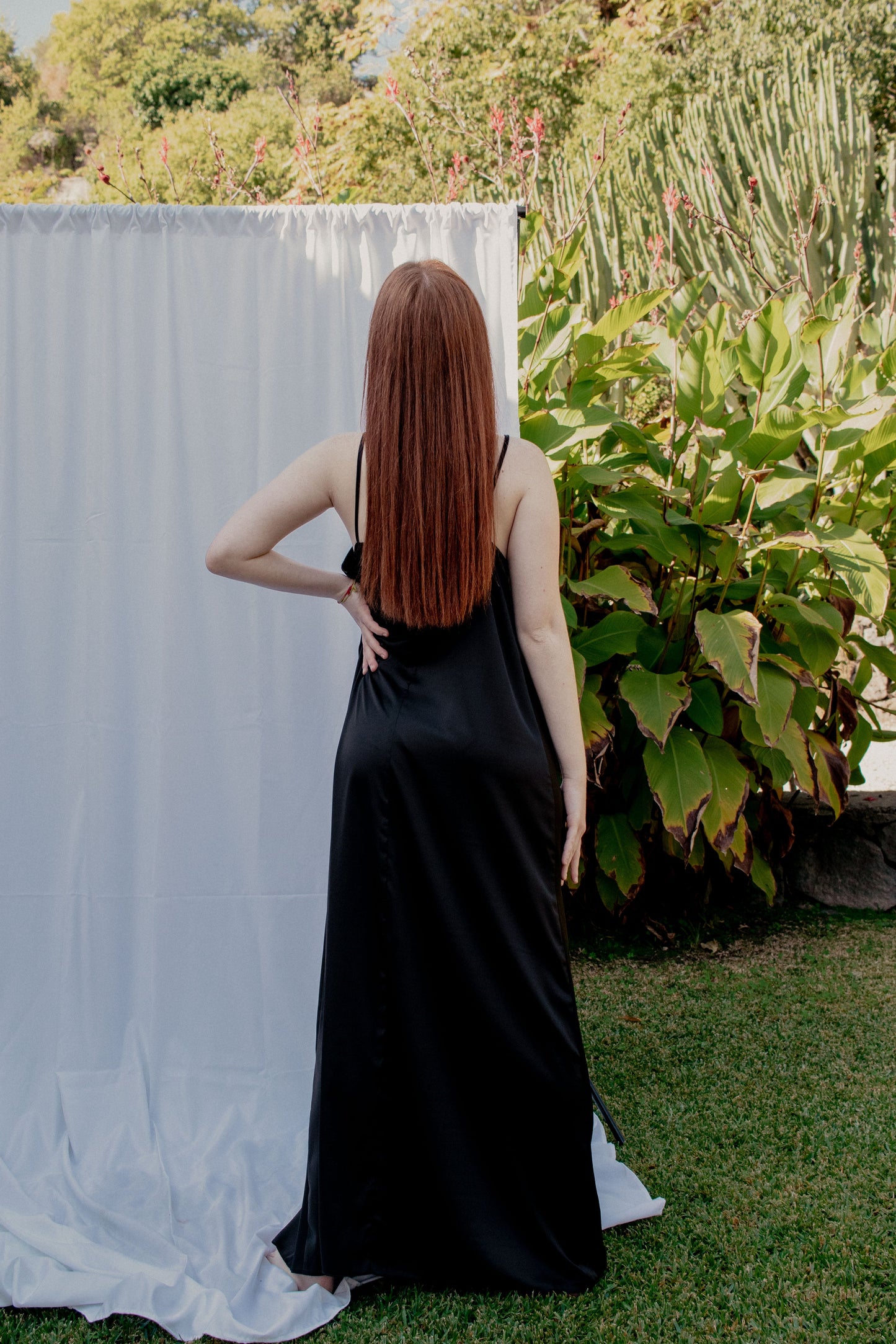 Satin Shirt Dress - BLACK