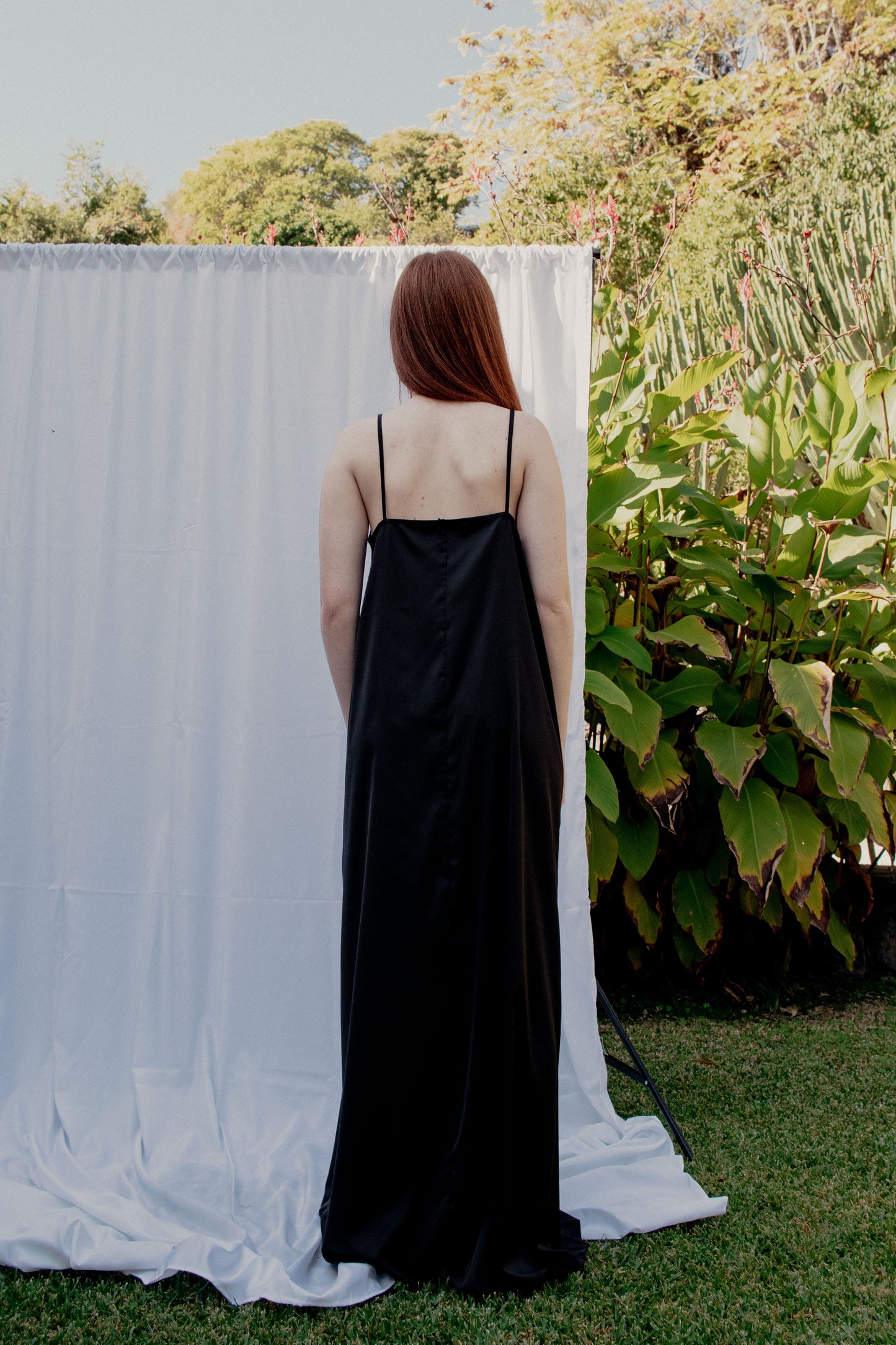 Satin Shirt Dress - BLACK