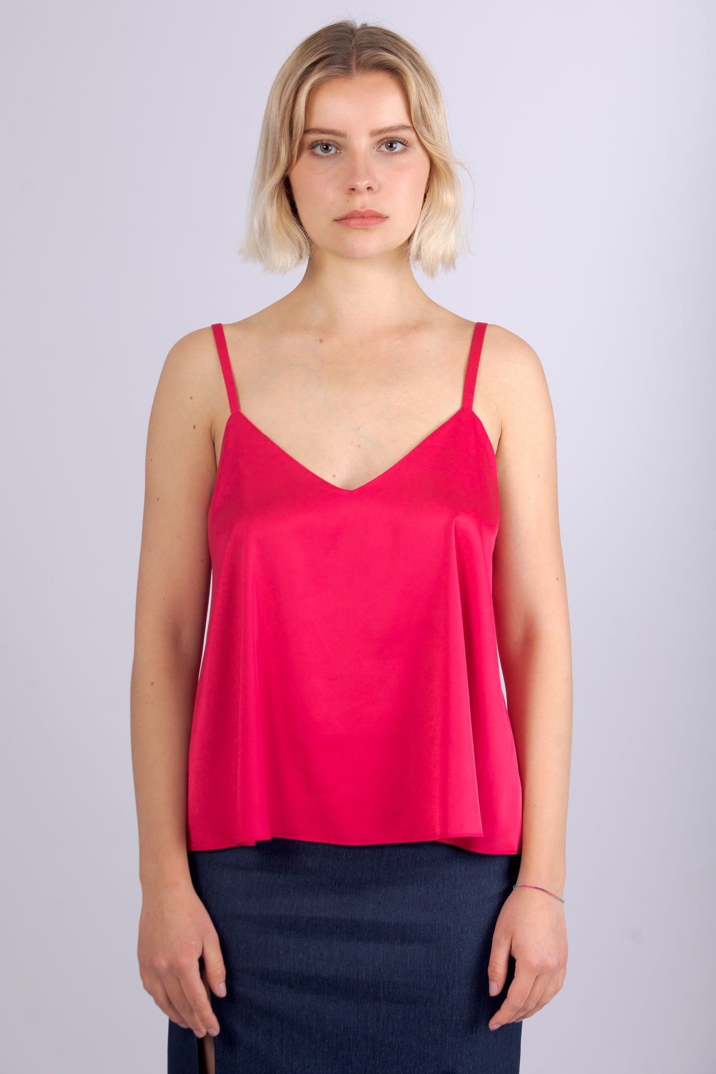 Top semplice in Satin - Fucsia