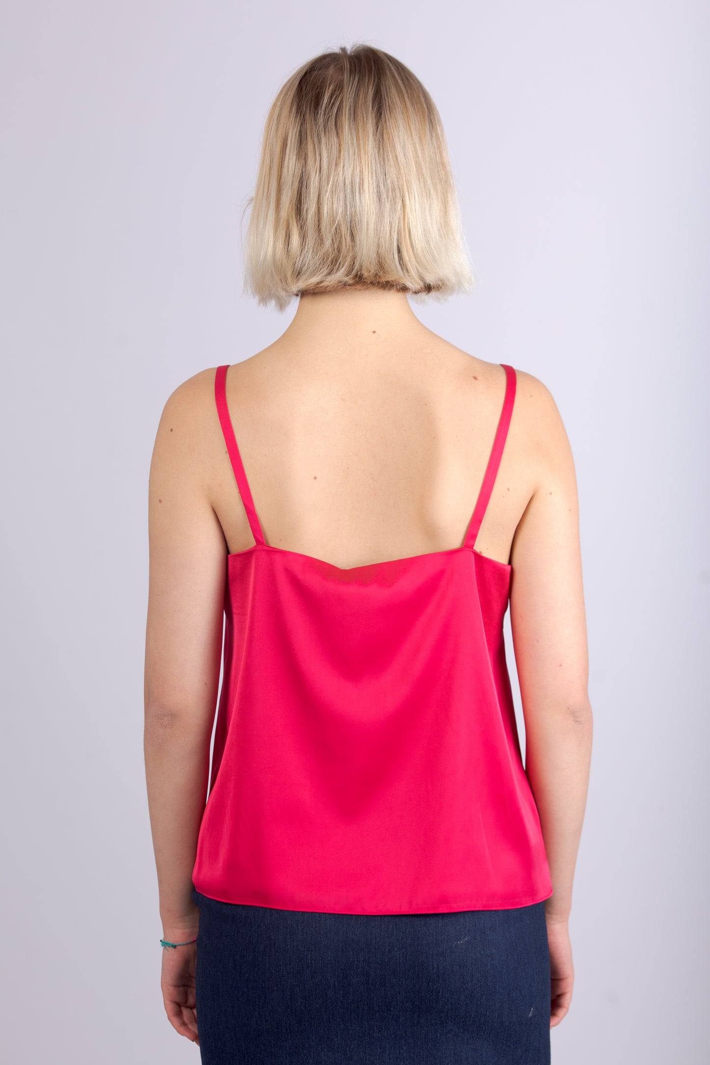 Top semplice in Satin - Fucsia