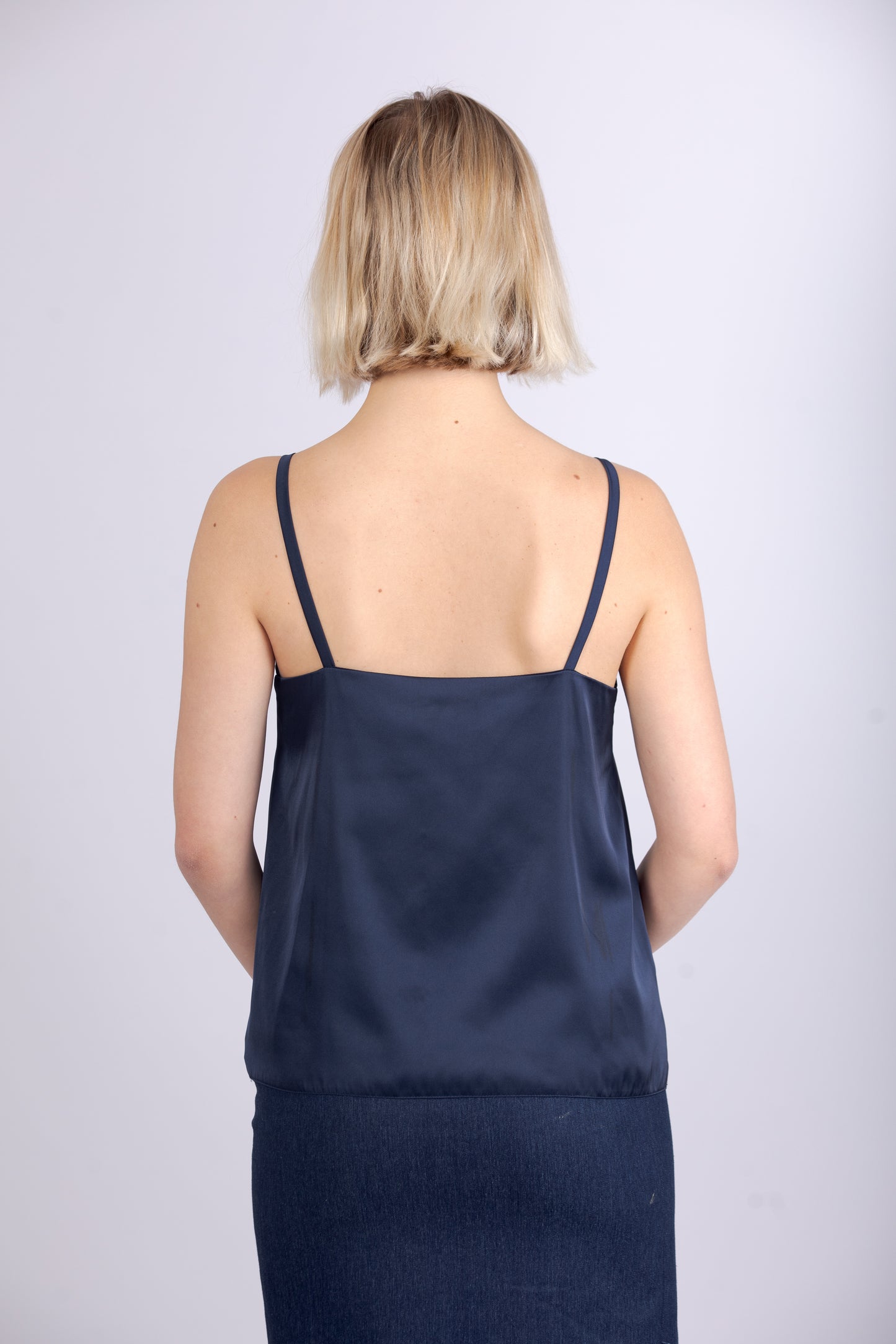 Top semplice in Satin –  Blu Navy