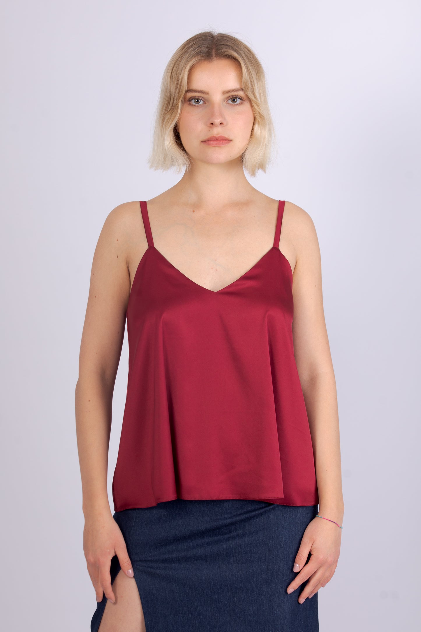 Top semplice in Satin – Bordeaux