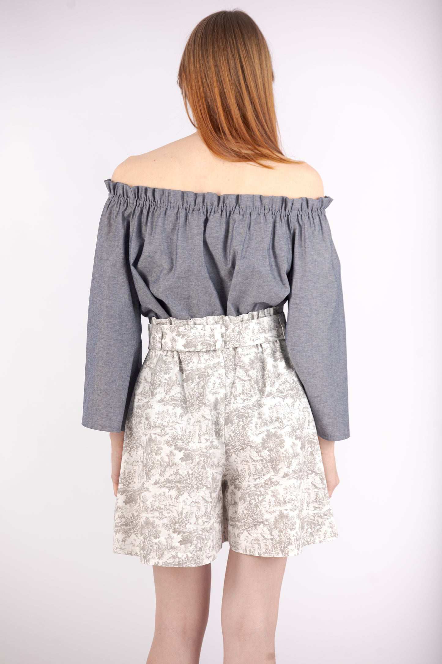 Off Shoulder Shirt - Jeans Grey