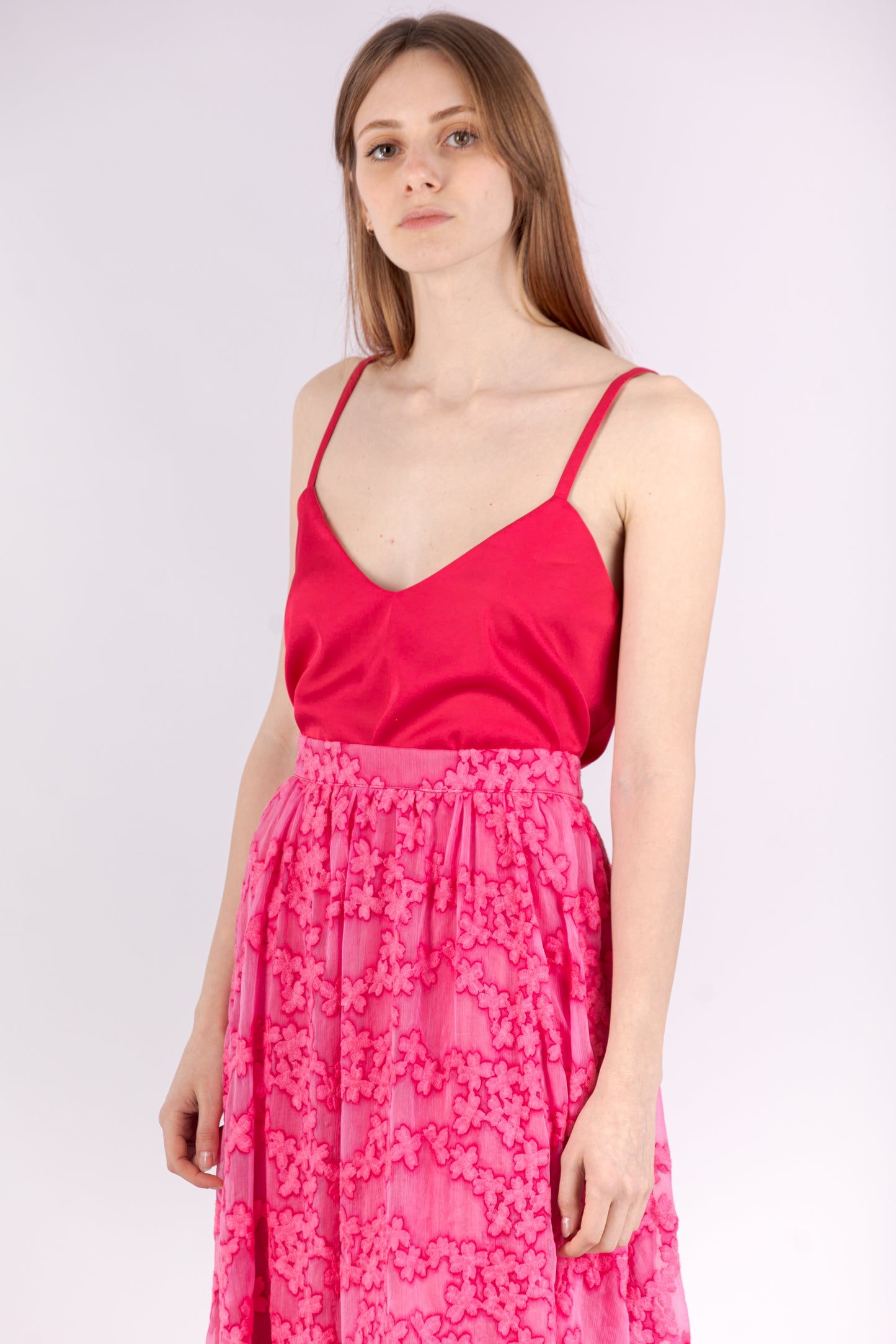 Top semplice in Satin - Fucsia