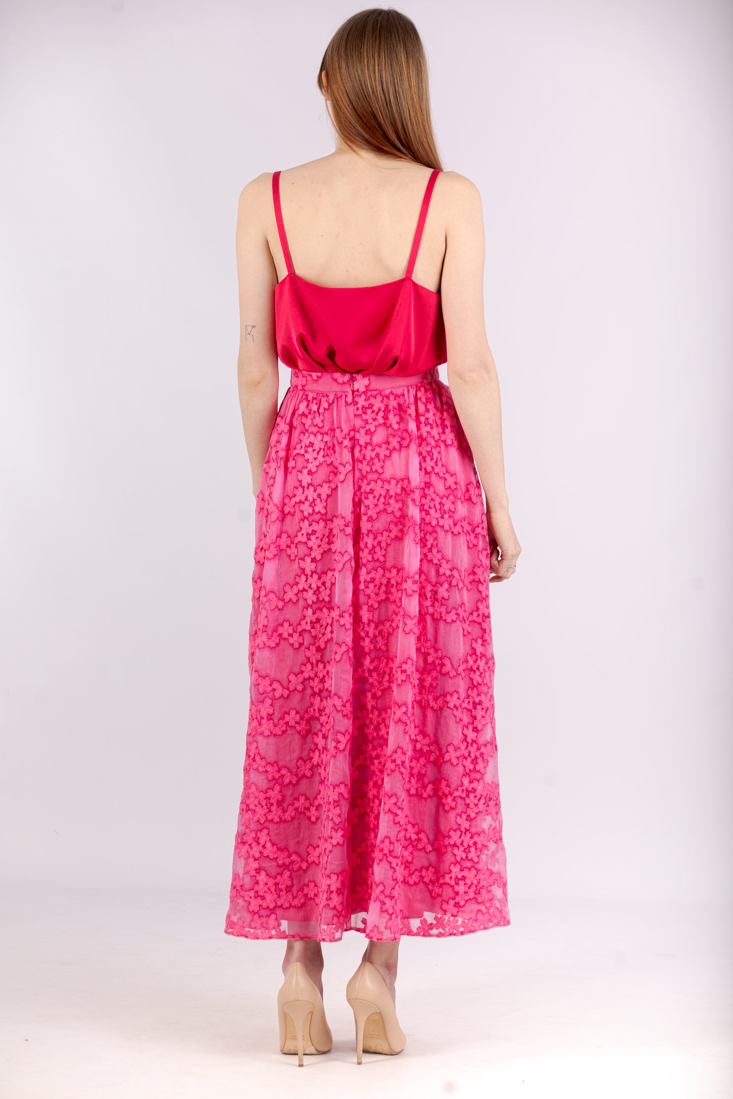 Top semplice in Satin - Fucsia